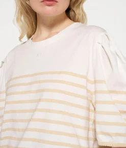 balloon sleeve tee stripes