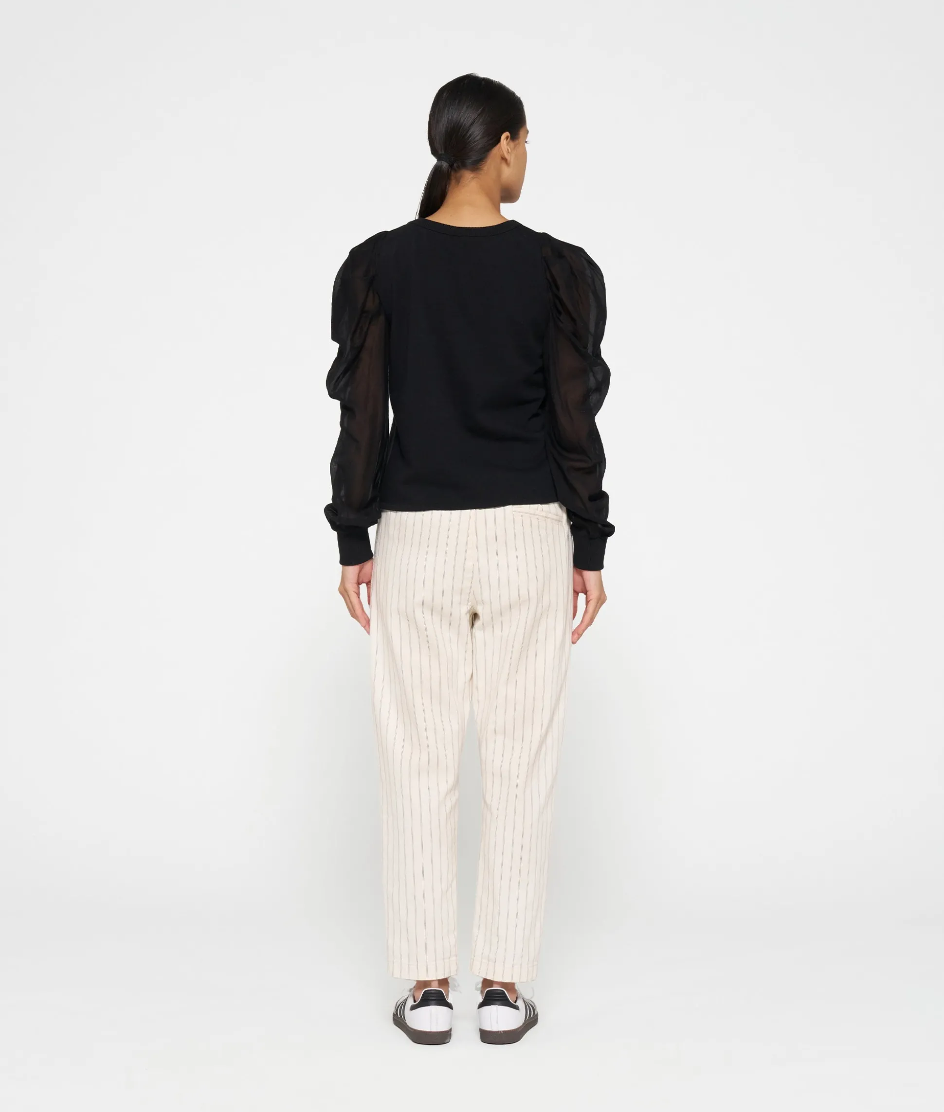 belted pants pinstripe