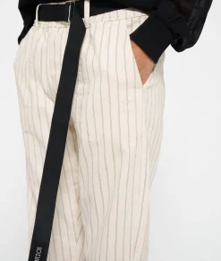 belted pants pinstripe